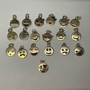 19 Emoji Gold Tone Charms